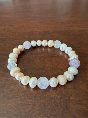 New Natural pearls and natural lavender amethyst bracelet
